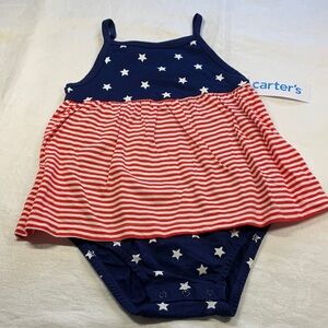 NWT Carter's Red, White and Blue Stars and Stripes Onesie Outfit